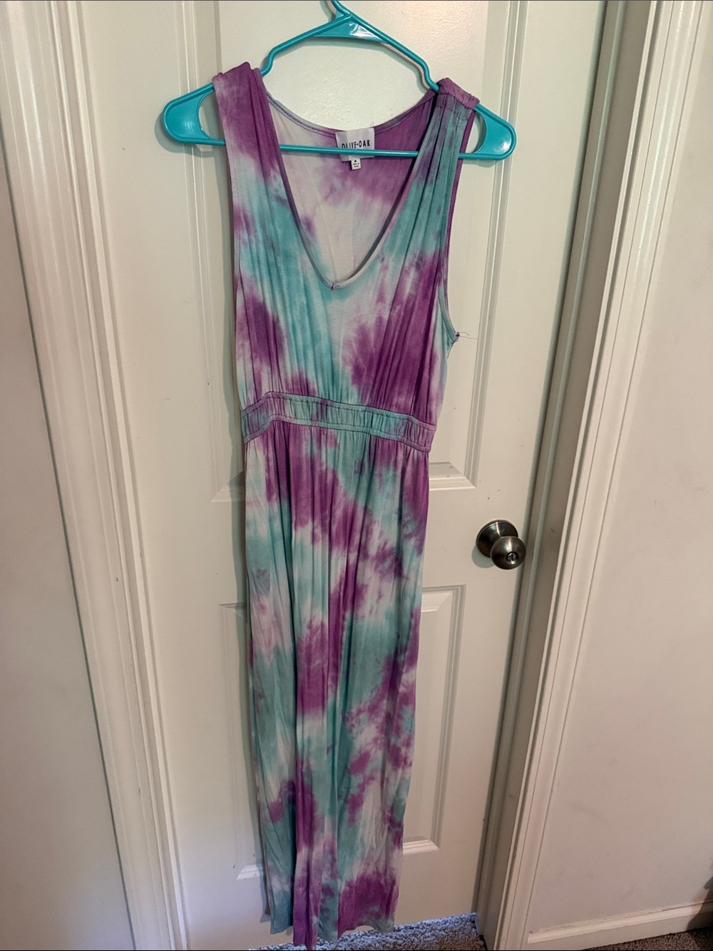 Olive & Oak Purple & Teal Tie-Dye Sleeveless One-Piece